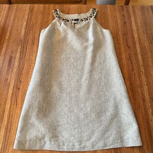 Carole Little Dress Women’s 6 Gray White Fabric Linen Blend Lined Cocktail